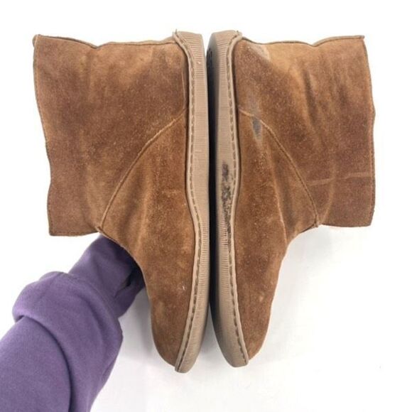 Minnetonka Women's Suede Faux Fur Lined Shearling Ankle Boot Brown Tan Size 10 - Picture 3 of 9